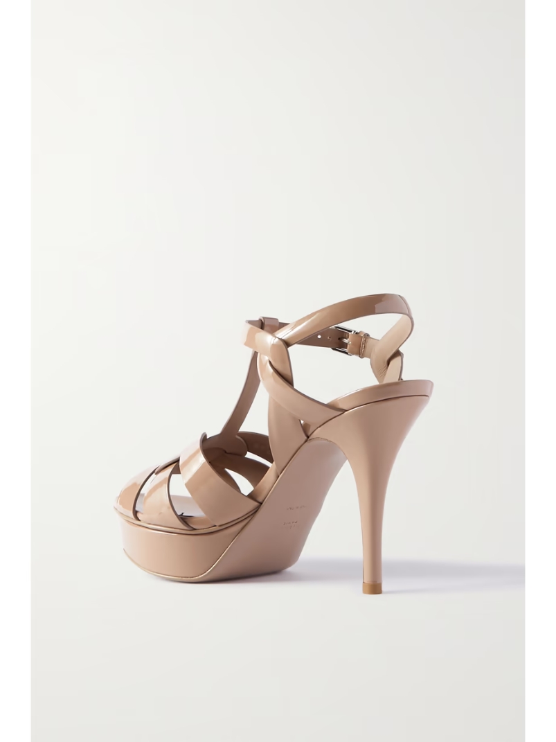 Tribute woven patent-leather platform sandals Tribute woven patent-leather platform sandals