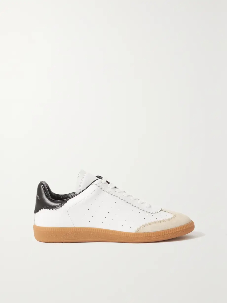 Bryce suede-trimmed perforated leather sneakers Bryce suede-trimmed perforated leather sneakers