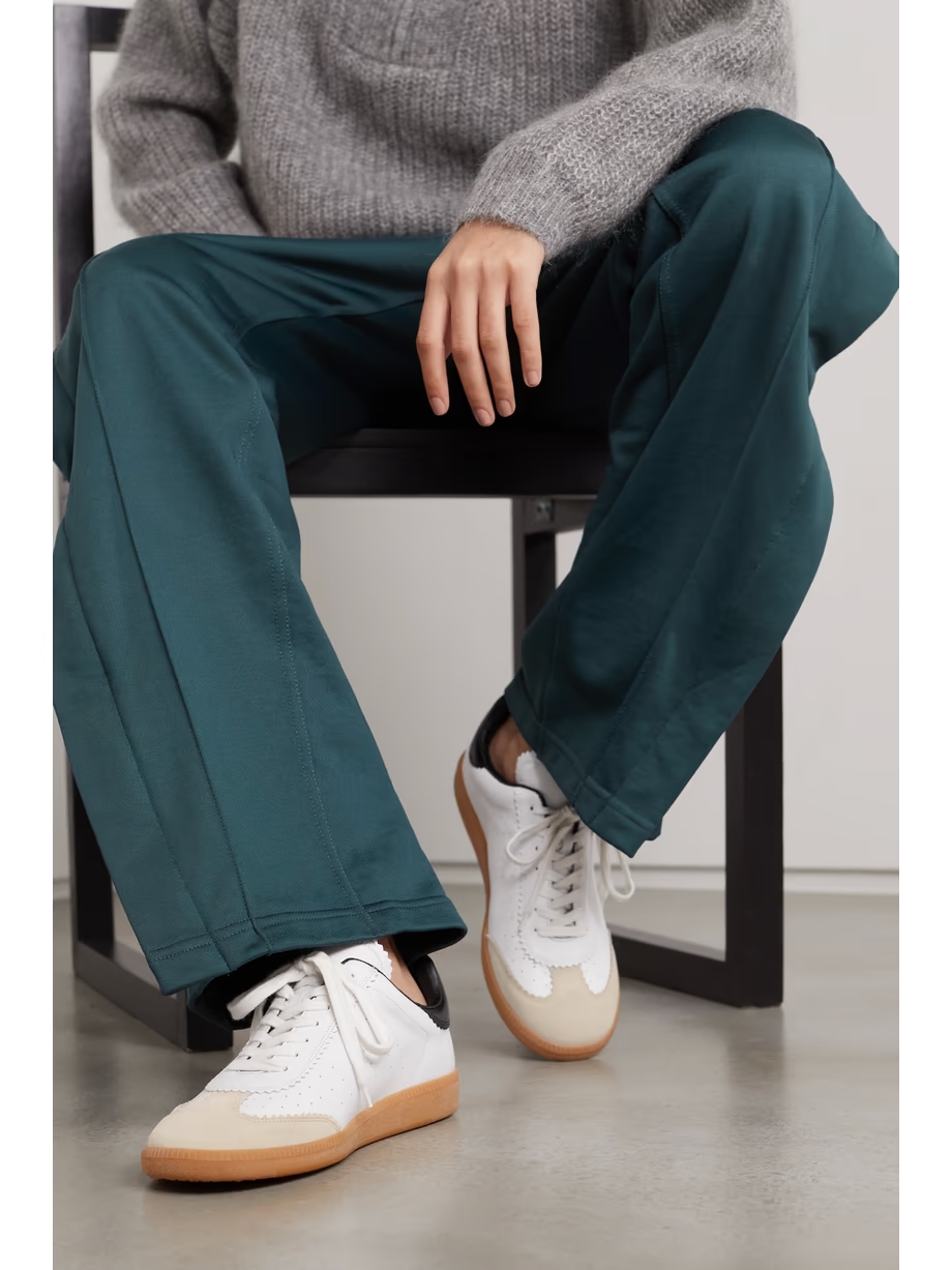 Bryce suede-trimmed perforated leather sneakers Bryce suede-trimmed perforated leather sneakers