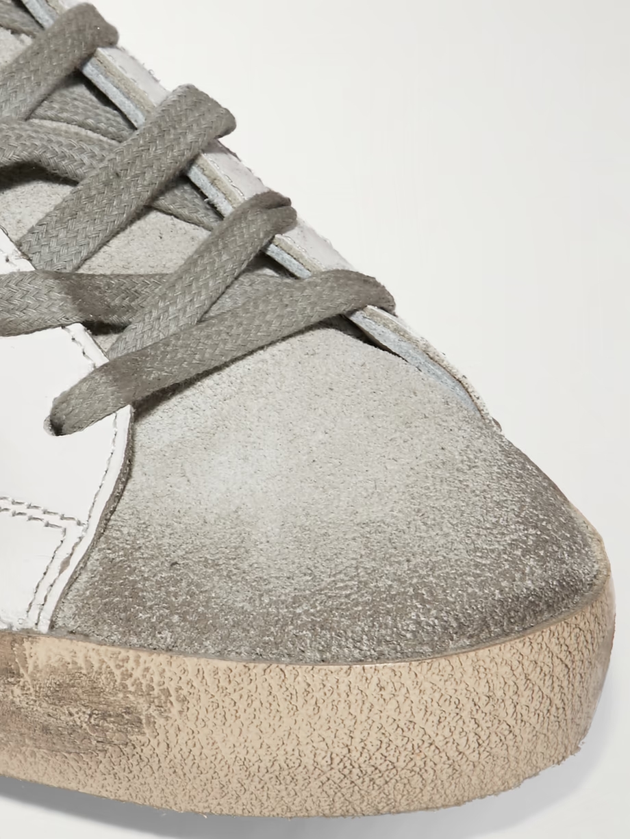 Superstar distressed leopard-print calf hair, leather and suede sneakers Superstar distressed leopard-print calf hair, leather and suede sneakers