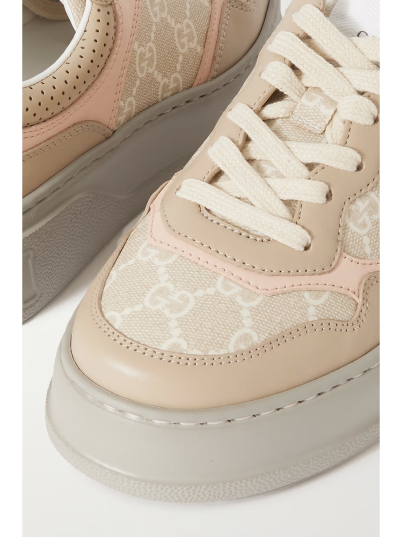 GG Supreme leather and logo-jacquard canvas sneakers GG Supreme leather and logo-jacquard canvas sneakers