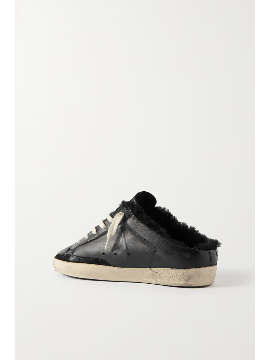 Super-Star Sabot distressed shearling-lined leather slip-on sneakers Super-Star Sabot distressed shearling-lined leather slip-on sneakers