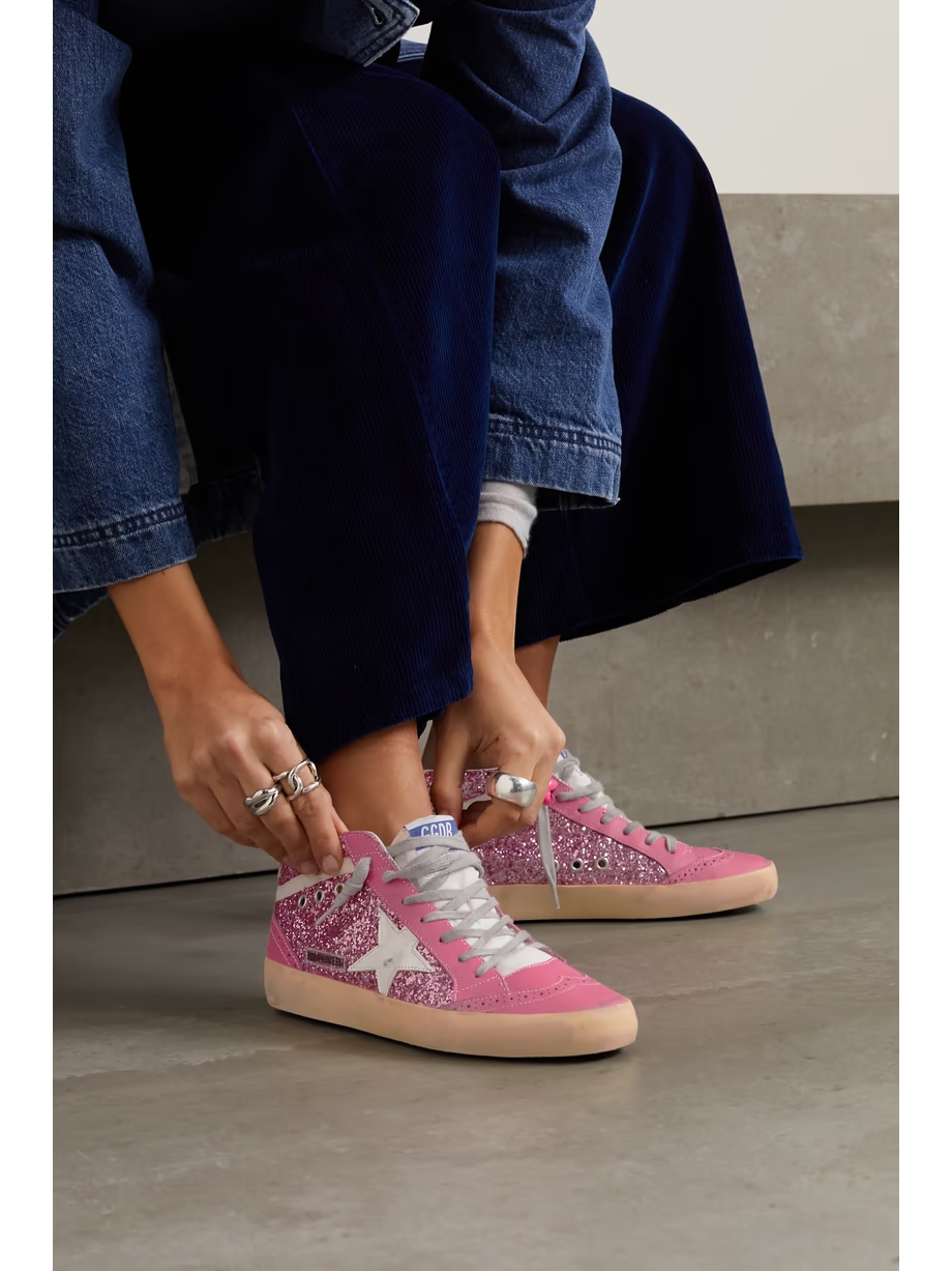 Superstar glittered distressed leather sneakers Superstar glittered distressed leather sneakers