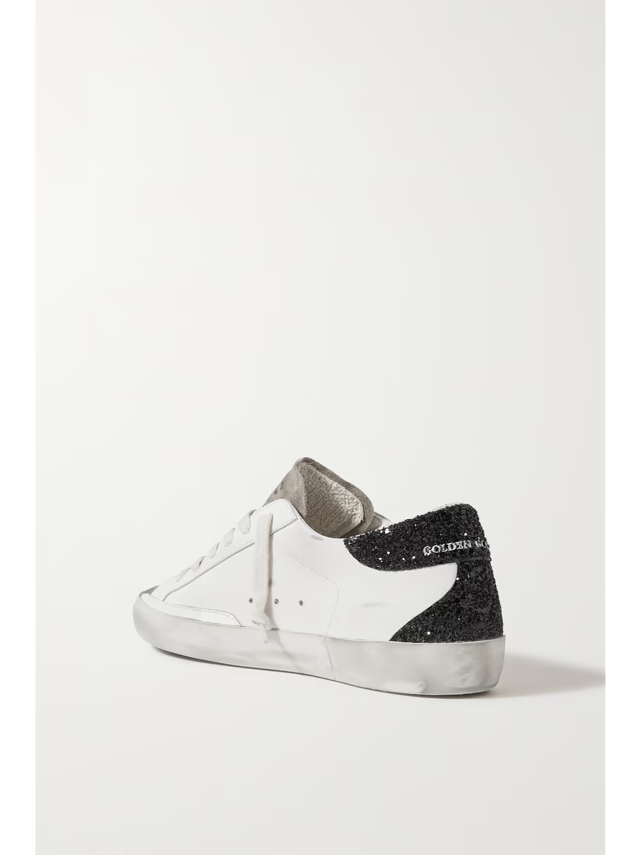 Superstar distressed glittered leather sneakers Superstar distressed glittered leather sneakers