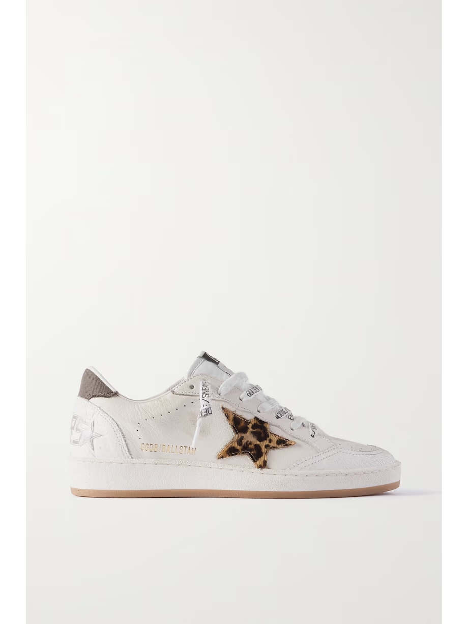 Ball Star distressed calf hair and canvas-trimmed leather sneakers Ball Star distressed calf hair and canvas-trimmed leather sneakers