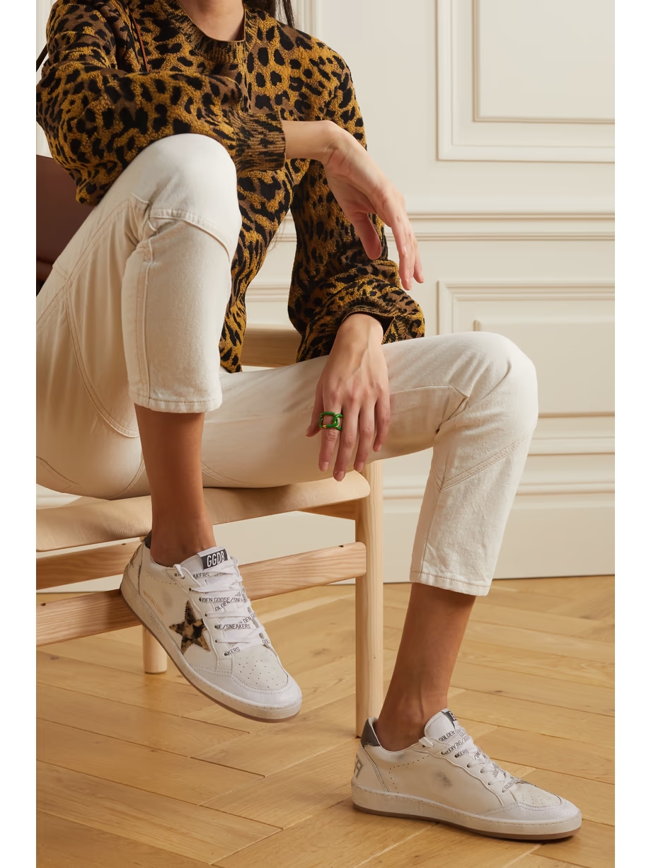 Ball Star distressed calf hair and canvas-trimmed leather sneakers Ball Star distressed calf hair and canvas-trimmed leather sneakers