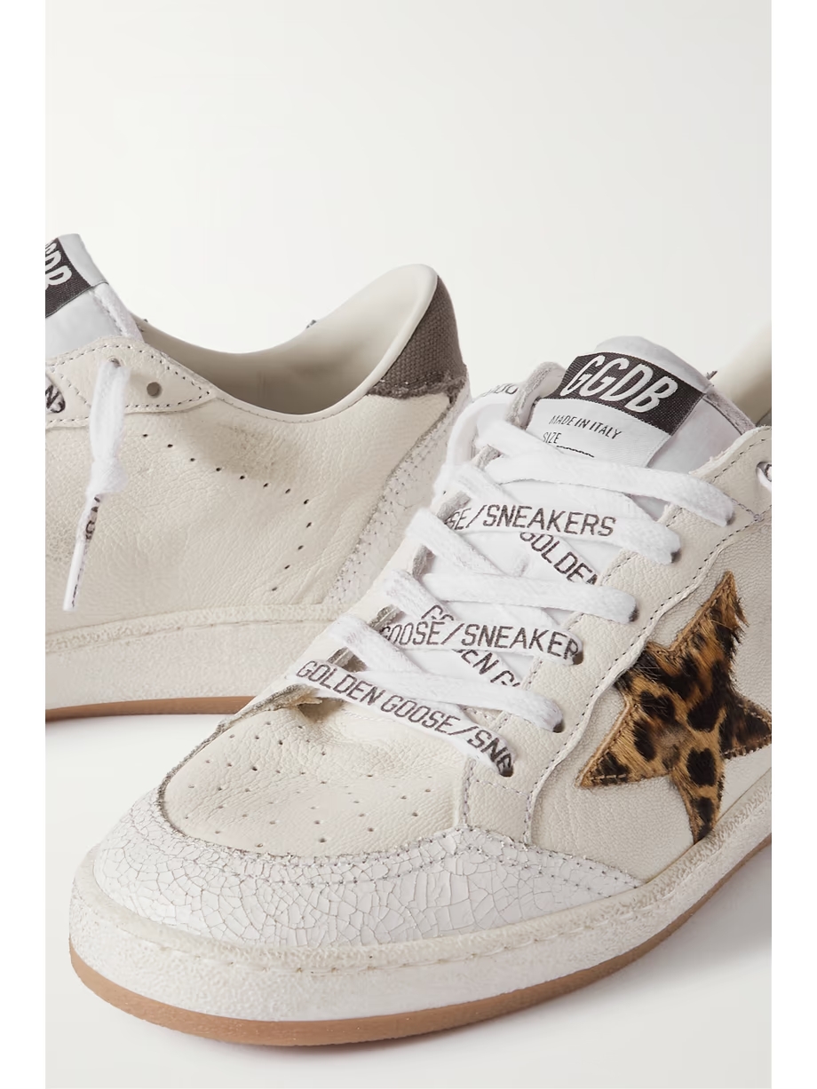 Ball Star distressed calf hair and canvas-trimmed leather sneakers Ball Star distressed calf hair and canvas-trimmed leather sneakers