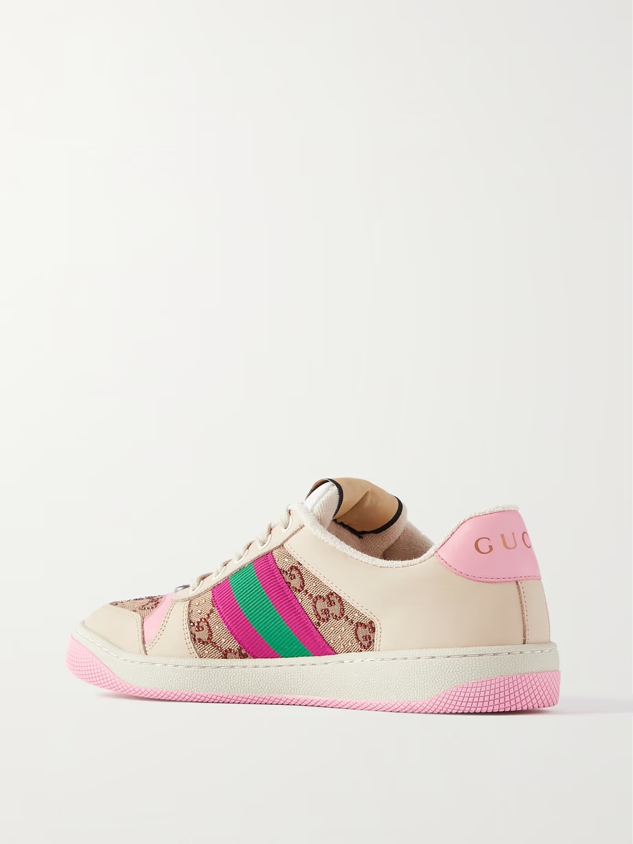 Screener embellished canvas and leather sneakers Screener embellished canvas and leather sneakers