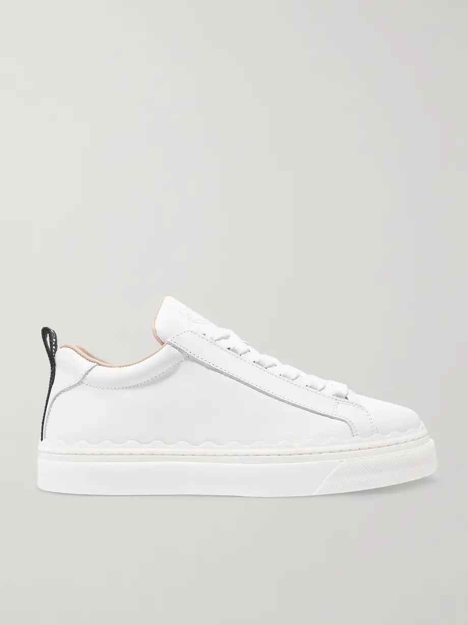+ NET SUSTAIN Lauren scalloped leather sneakers + NET SUSTAIN Lauren scalloped leather sneakers