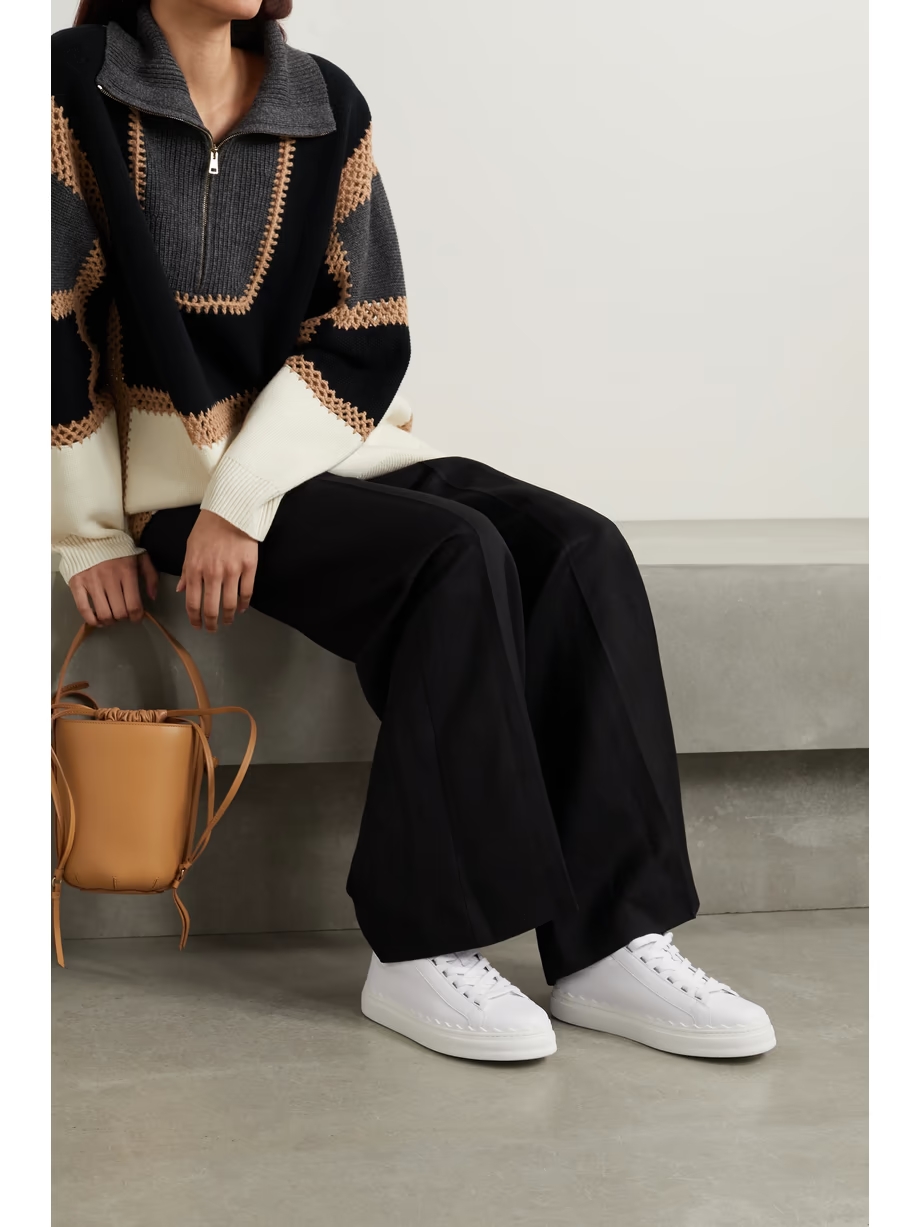 + NET SUSTAIN Lauren scalloped leather sneakers + NET SUSTAIN Lauren scalloped leather sneakers