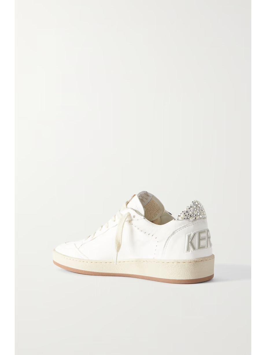 Ball Star shearling-lined embellished distressed leather sneakers Ball Star shearling-lined embellished distressed leather sneakers