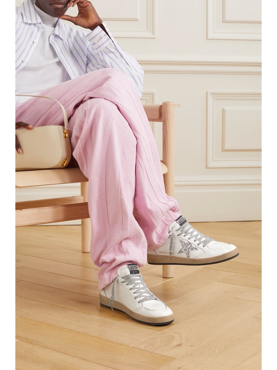Ball Star distressed glittered leather sneakers Ball Star distressed glittered leather sneakers