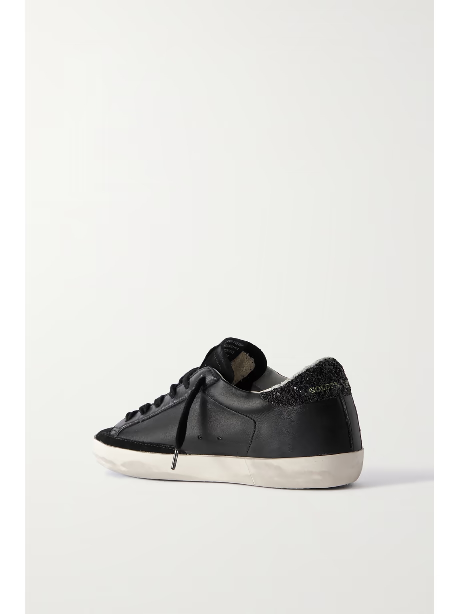Super-Star distressed glittered leather and suede sneakers Super-Star distressed glittered leather and suede sneakers