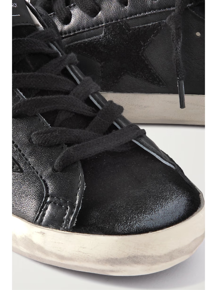 Super-Star distressed glittered leather and suede sneakers Super-Star distressed glittered leather and suede sneakers