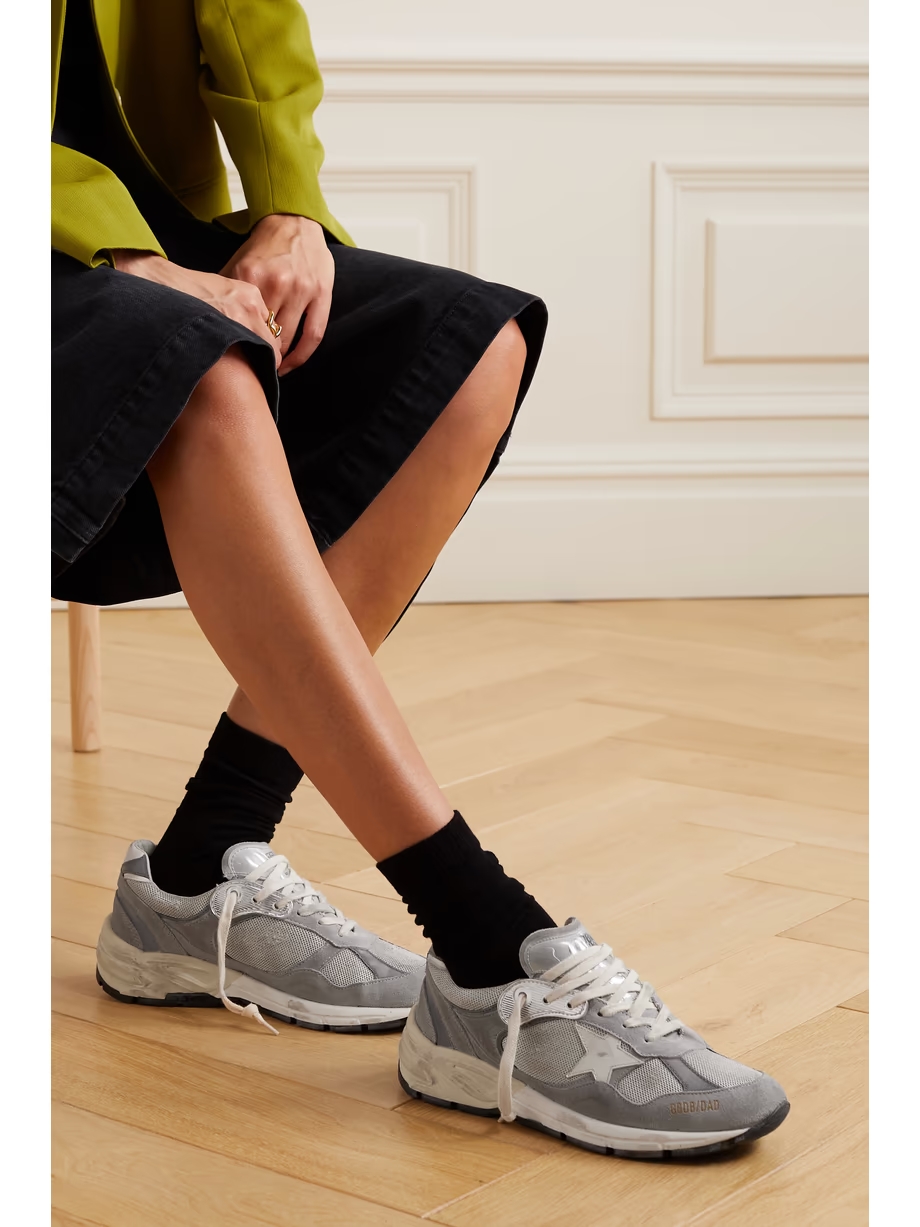 Dad-Star distressed leather-trimmed mesh and suede sneakers Dad-Star distressed leather-trimmed mesh and suede sneakers