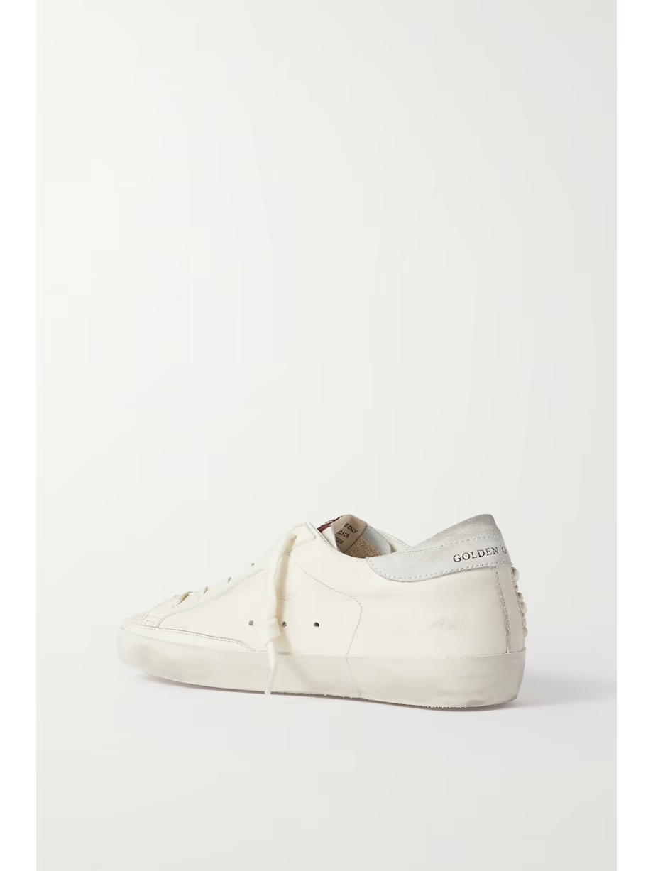 Superstar pearl-embellished distressed leather sneakers Superstar pearl-embellished distressed leather sneakers