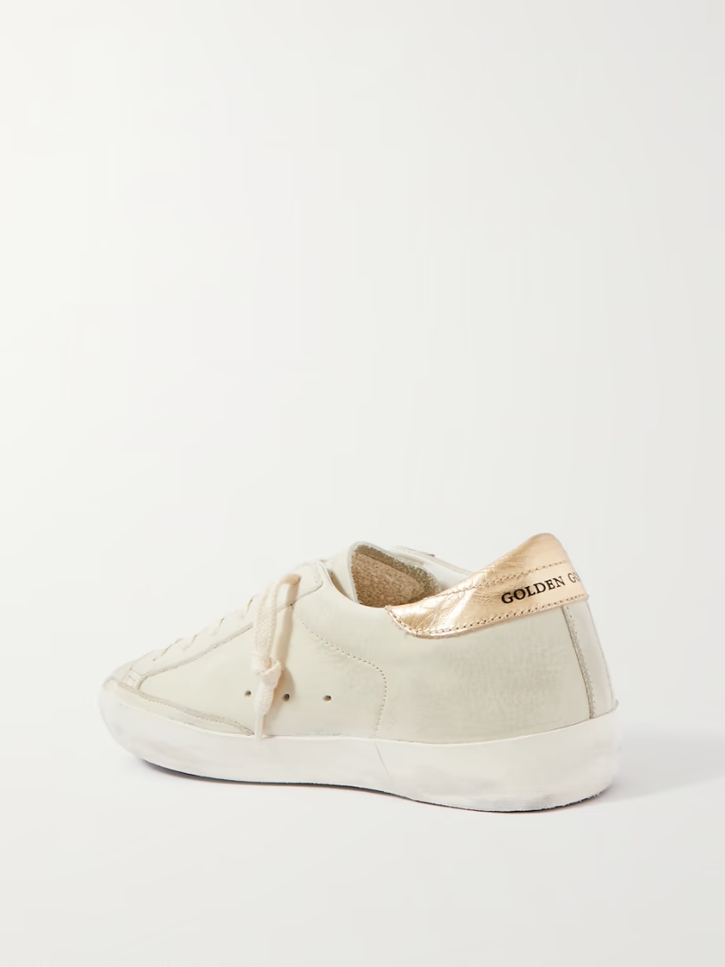 Superstar crystal-embellished distressed leather sneakers Superstar crystal-embellished distressed leather sneakers