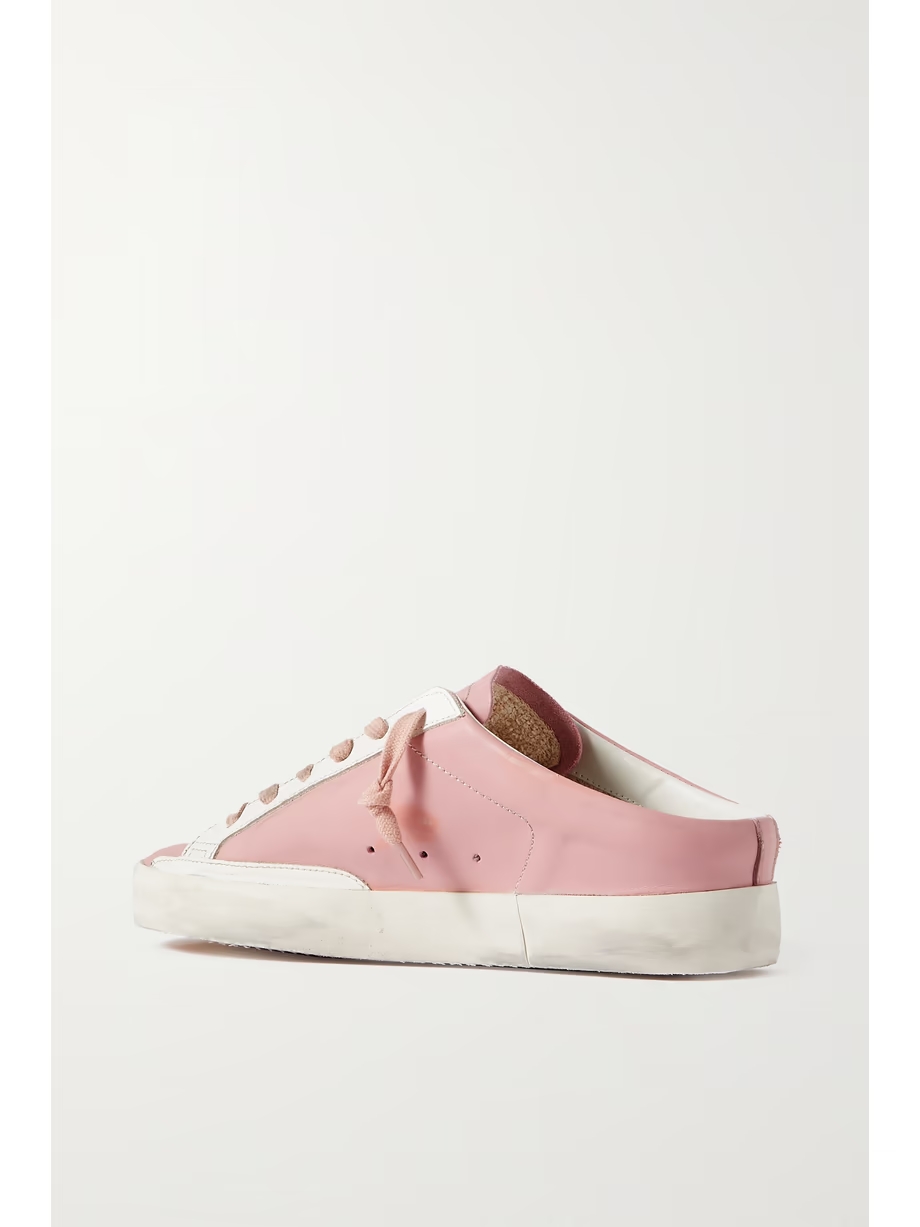 Super-Star Sabot distressed suede-trimmed leather slip-on sneakers Super-Star Sabot distressed suede-trimmed leather slip-on sneakers