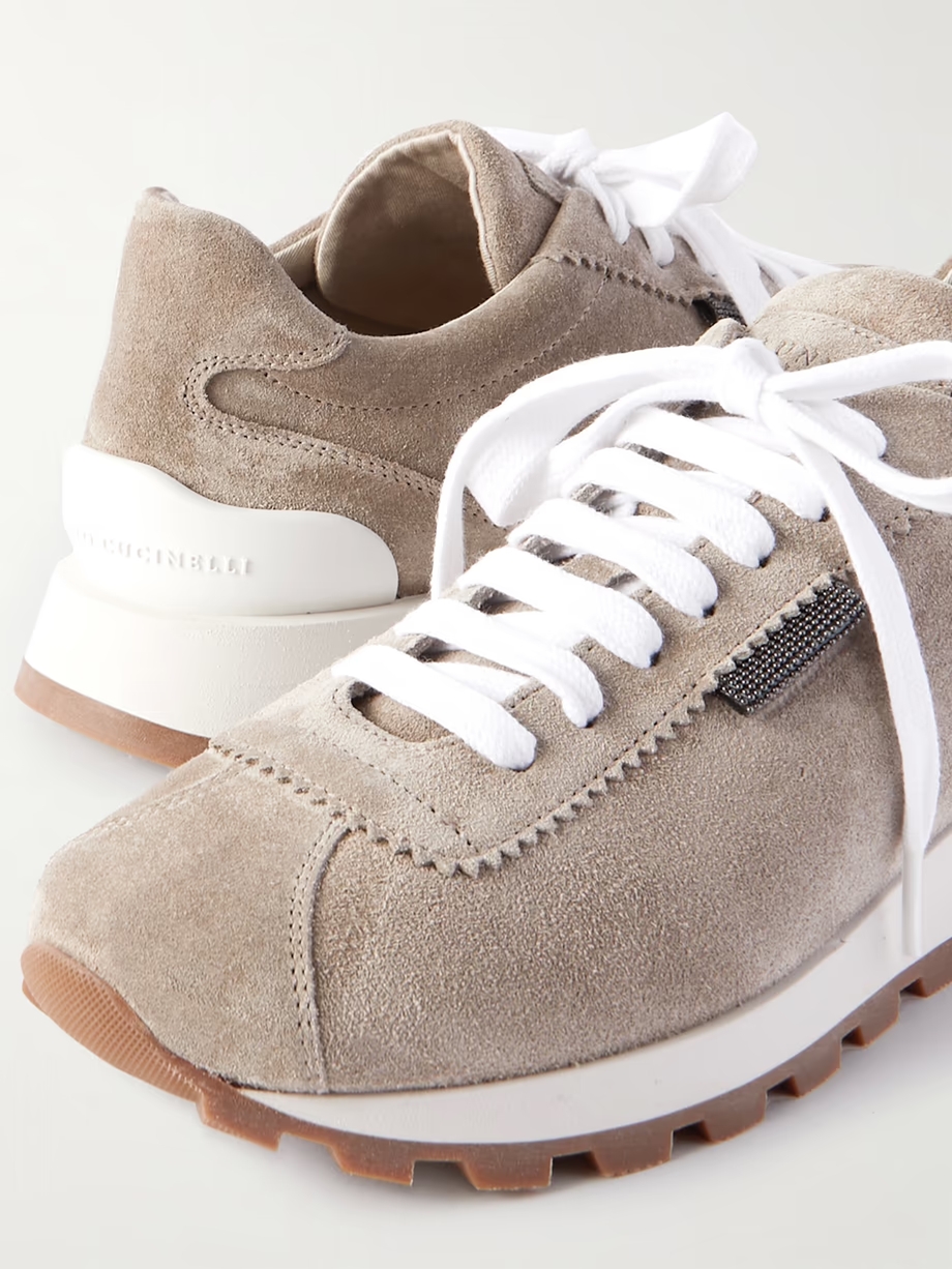 Bead-embellished suede sneakers Bead-embellished suede sneakers