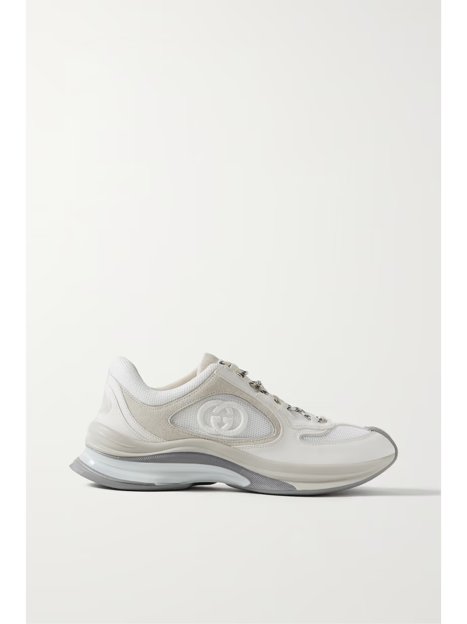 Run leather and suede-trimmed mesh sneakers Run leather and suede-trimmed mesh sneakers