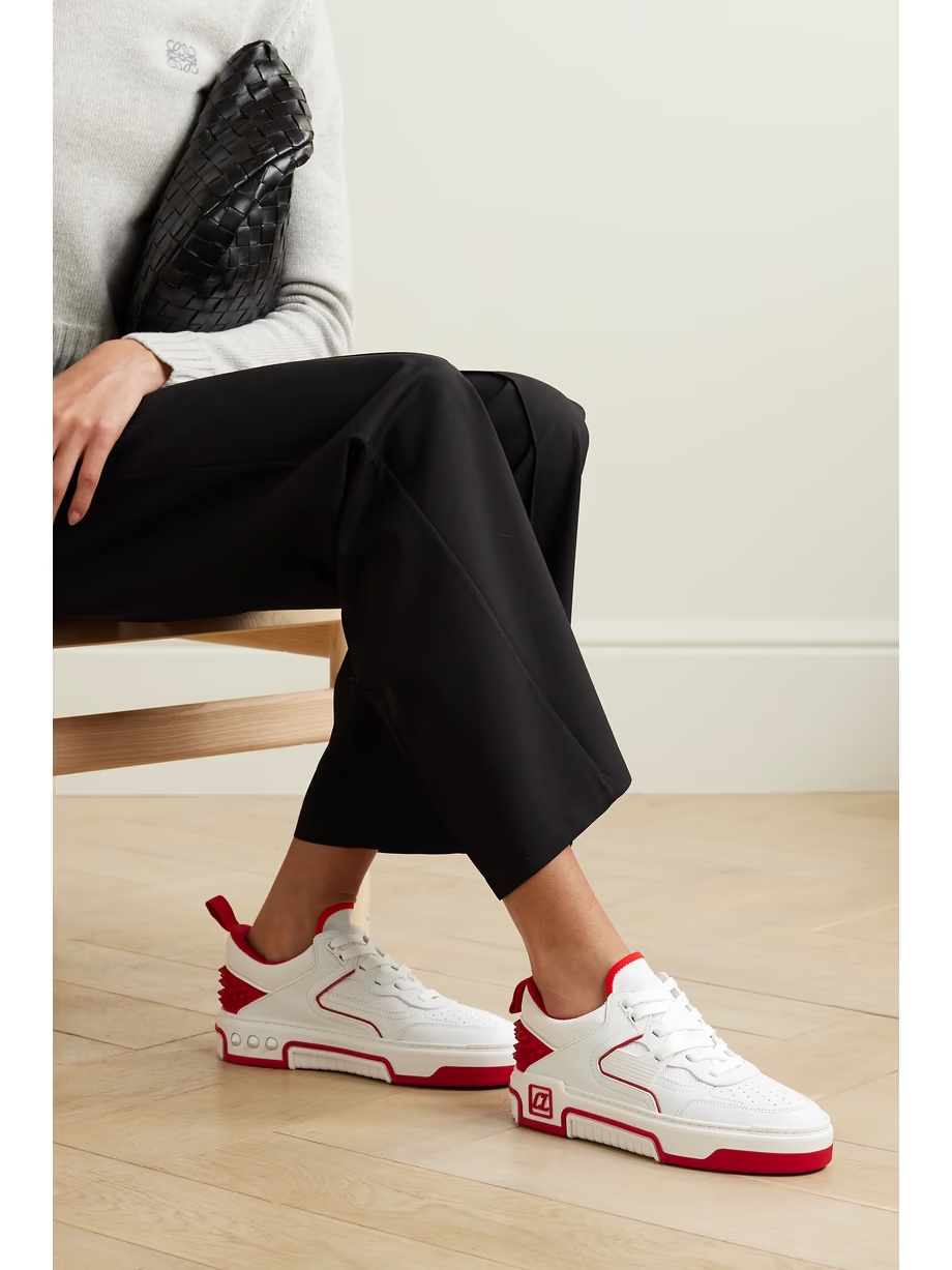 Astroloubi stud-embellished leather and mesh sneakers Astroloubi stud-embellished leather and mesh sneakers