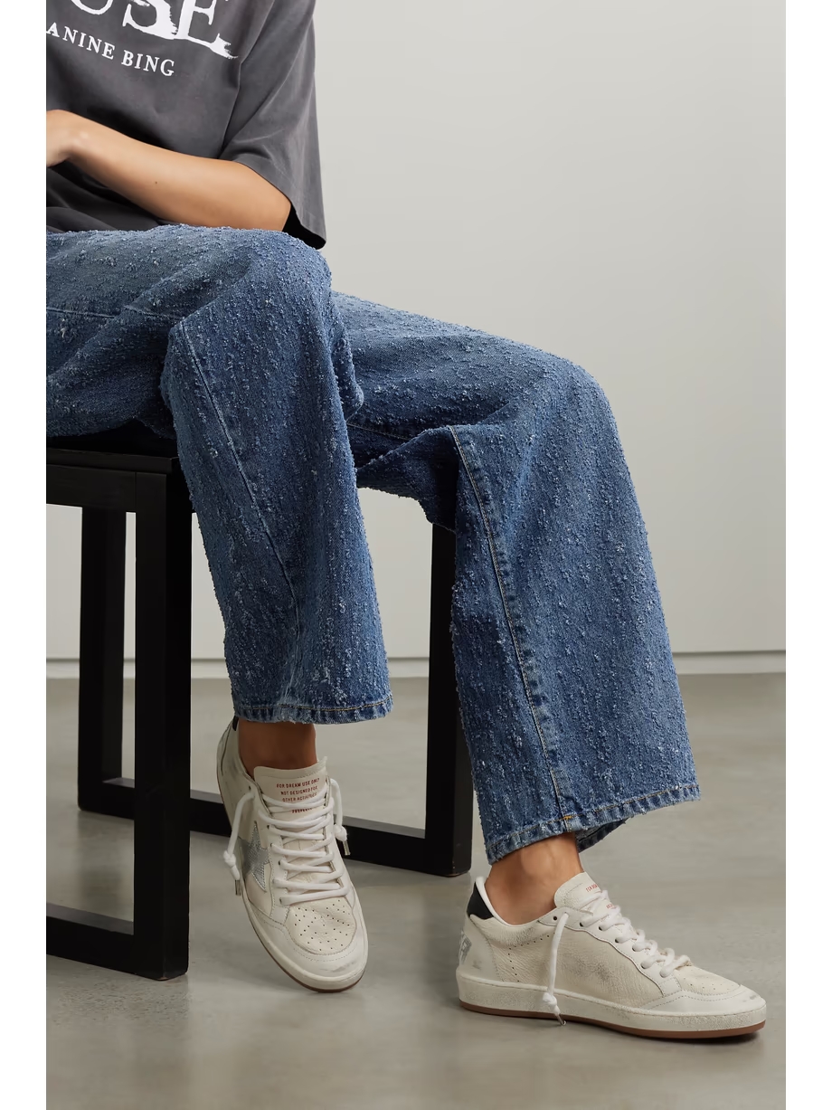 Ball Star distressed metallic-trimmed leather sneakers Ball Star distressed metallic-trimmed leather sneakers