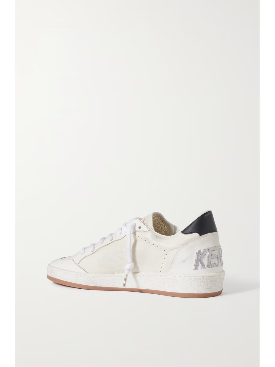 Ball Star distressed metallic-trimmed leather sneakers Ball Star distressed metallic-trimmed leather sneakers