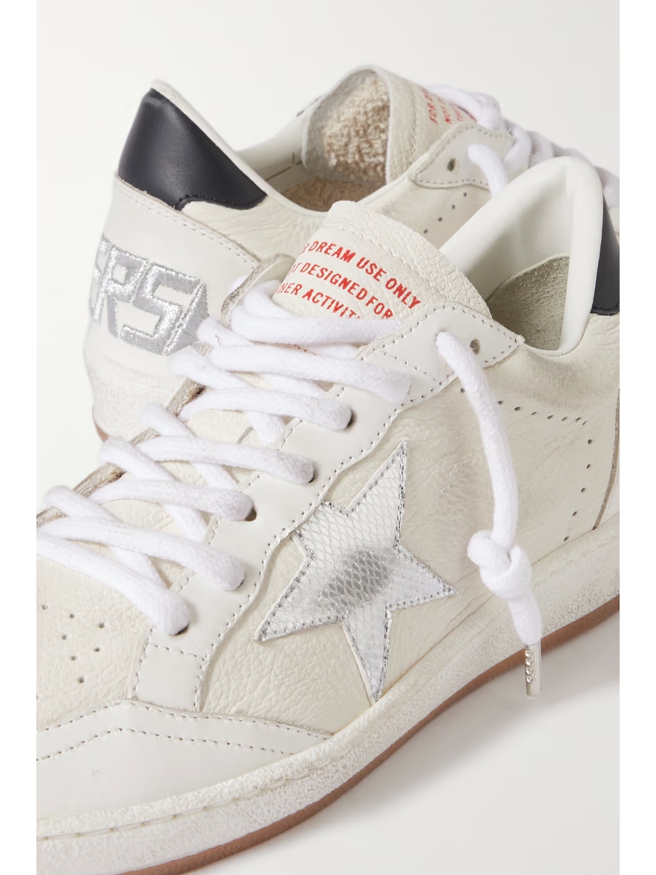 Ball Star distressed metallic-trimmed leather sneakers Ball Star distressed metallic-trimmed leather sneakers