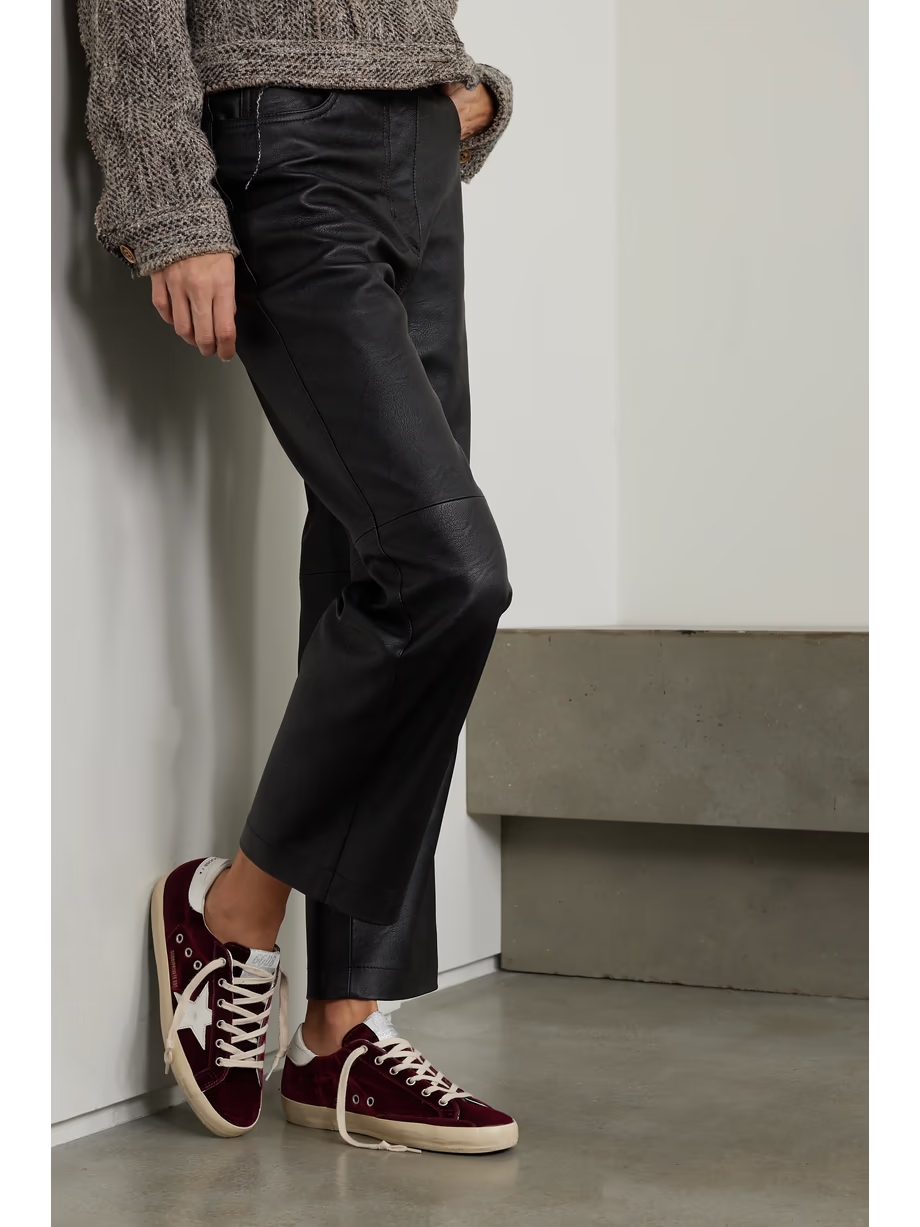 Super-Star distressed leather-trimmed velvet sneakers Super-Star distressed leather-trimmed velvet sneakers