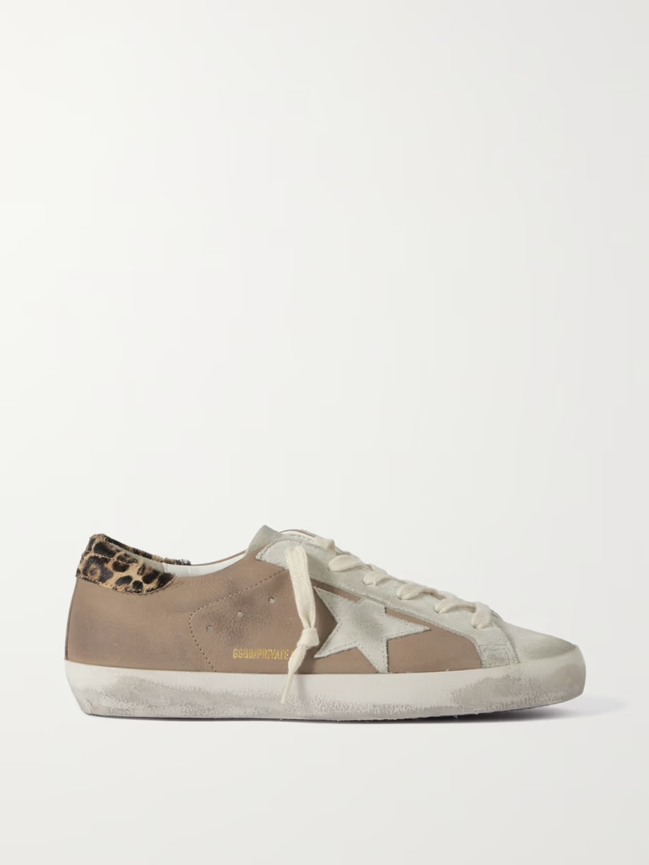 Super-Star distressed calf hair-trimmed nubuck and suede sneakers Super-Star distressed calf hair-trimmed nubuck and suede sneakers