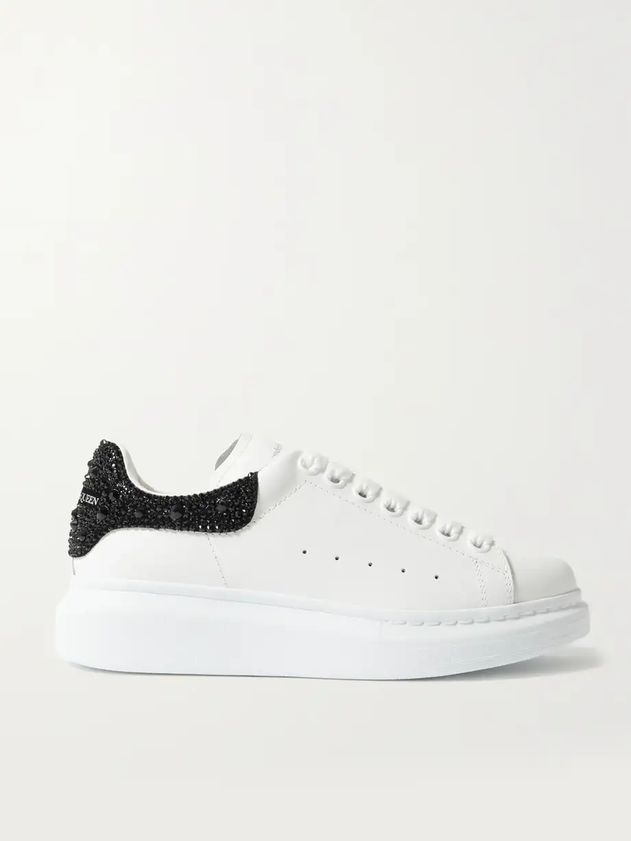 Crystal-embellished leather exaggerated-sole sneakers Crystal-embellished leather exaggerated-sole sneakers