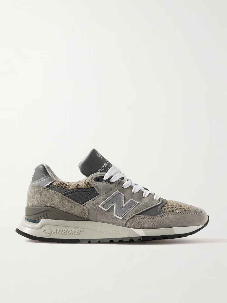 Made in USA 998 Core rubber-trimmed leather, mesh and suede sneakers Made in USA 998 Core rubber-trimmed leather, mesh and suede sneakers