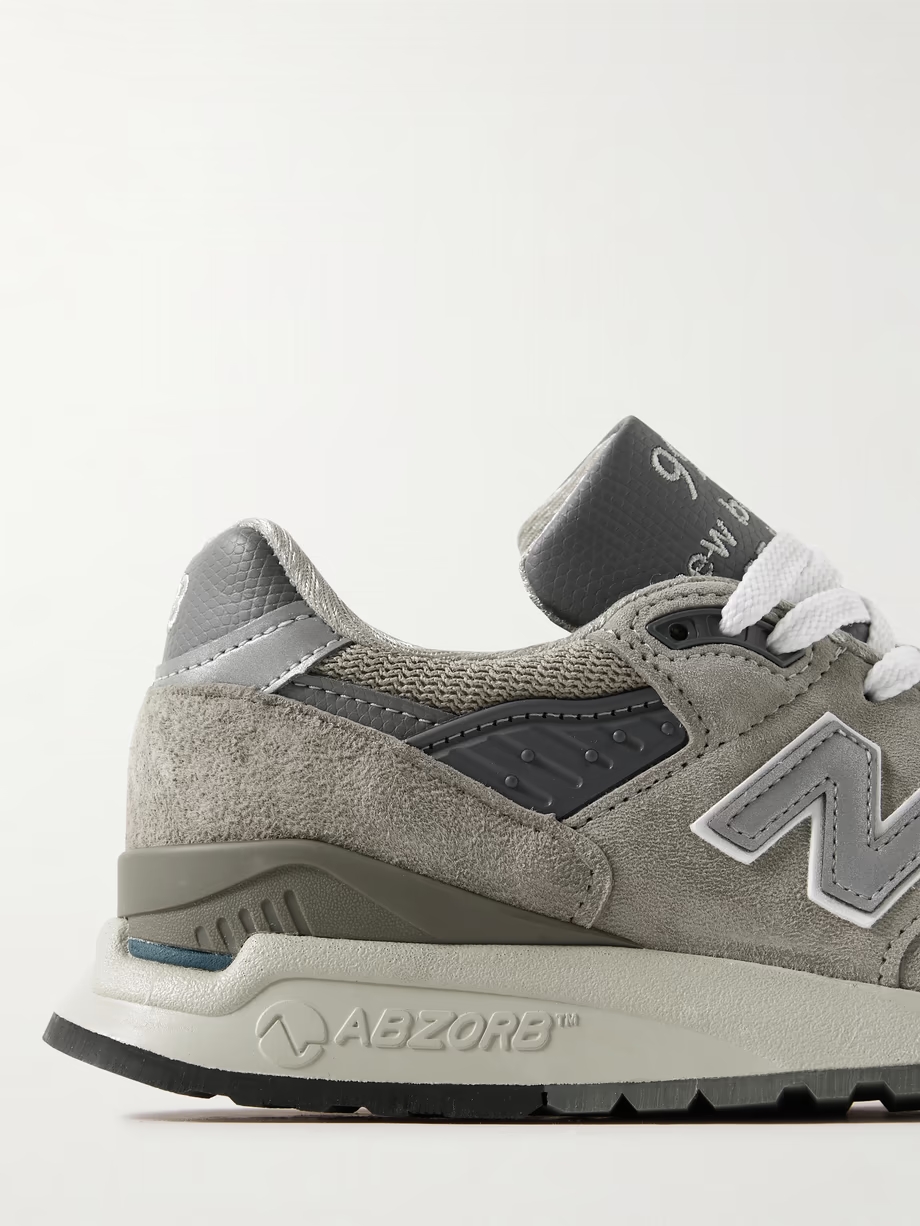 Made in USA 998 Core rubber-trimmed leather, mesh and suede sneakers Made in USA 998 Core rubber-trimmed leather, mesh and suede sneakers