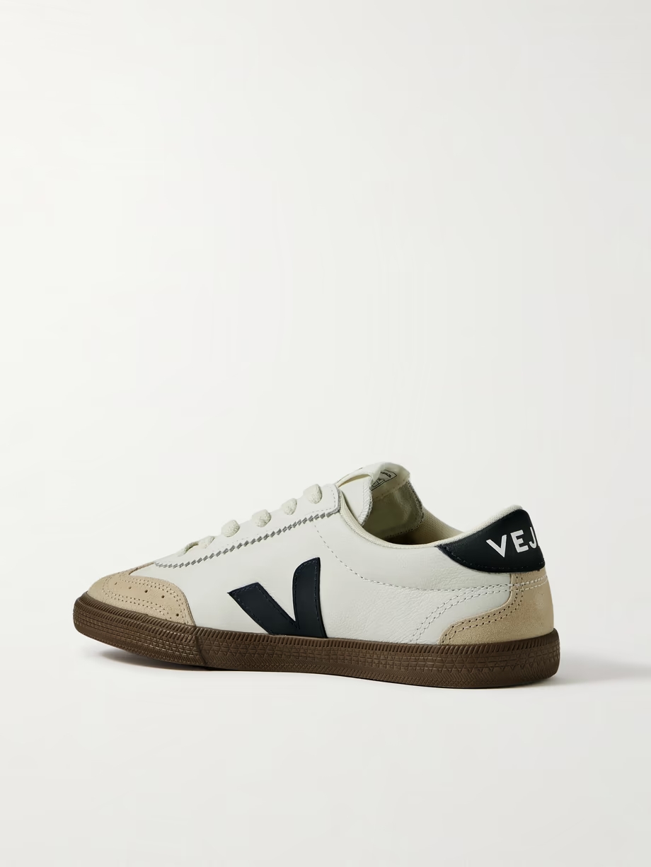 Volley suede-trimmed leather sneakers Volley suede-trimmed leather sneakers