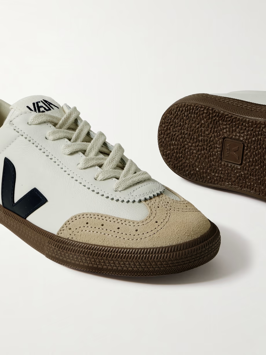 Volley suede-trimmed leather sneakers Volley suede-trimmed leather sneakers