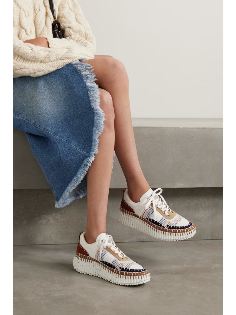 + NET SUSTAIN Nama embroidered suede and recycled-mesh sneakers + NET SUSTAIN Nama embroidered suede and recycled-mesh sneakers