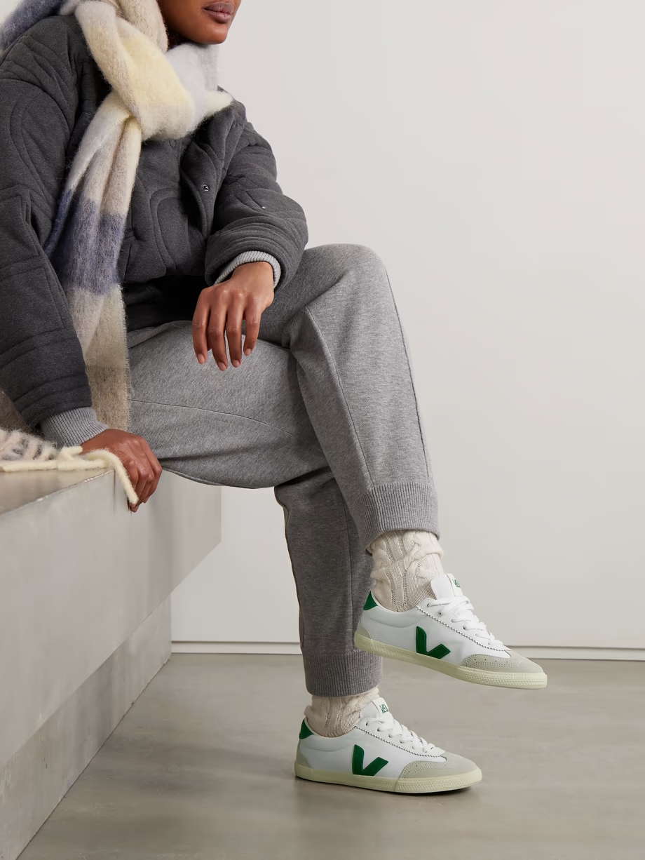 Volley leather and suede-trimmed canvas sneakers Volley leather and suede-trimmed canvas sneakers