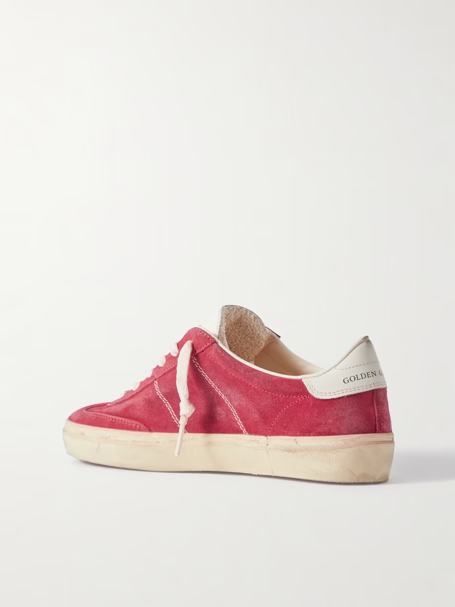 Soul-Star distressed leather-trimmed suede sneakers Soul-Star distressed leather-trimmed suede sneakers
