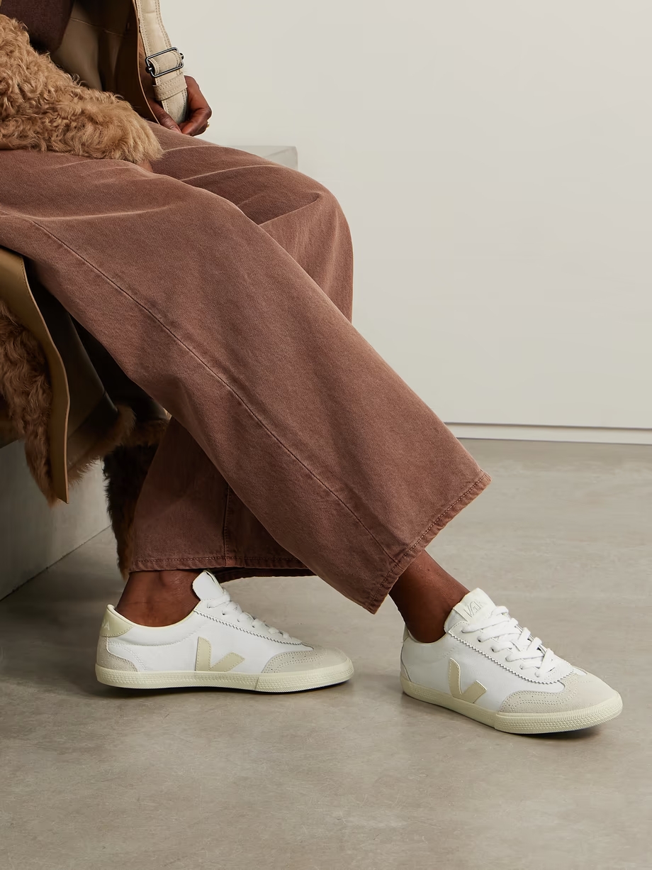 Volley suede and leather-trimmed organic cotton-canvas sneakers Volley suede and leather-trimmed organic cotton-canvas sneakers