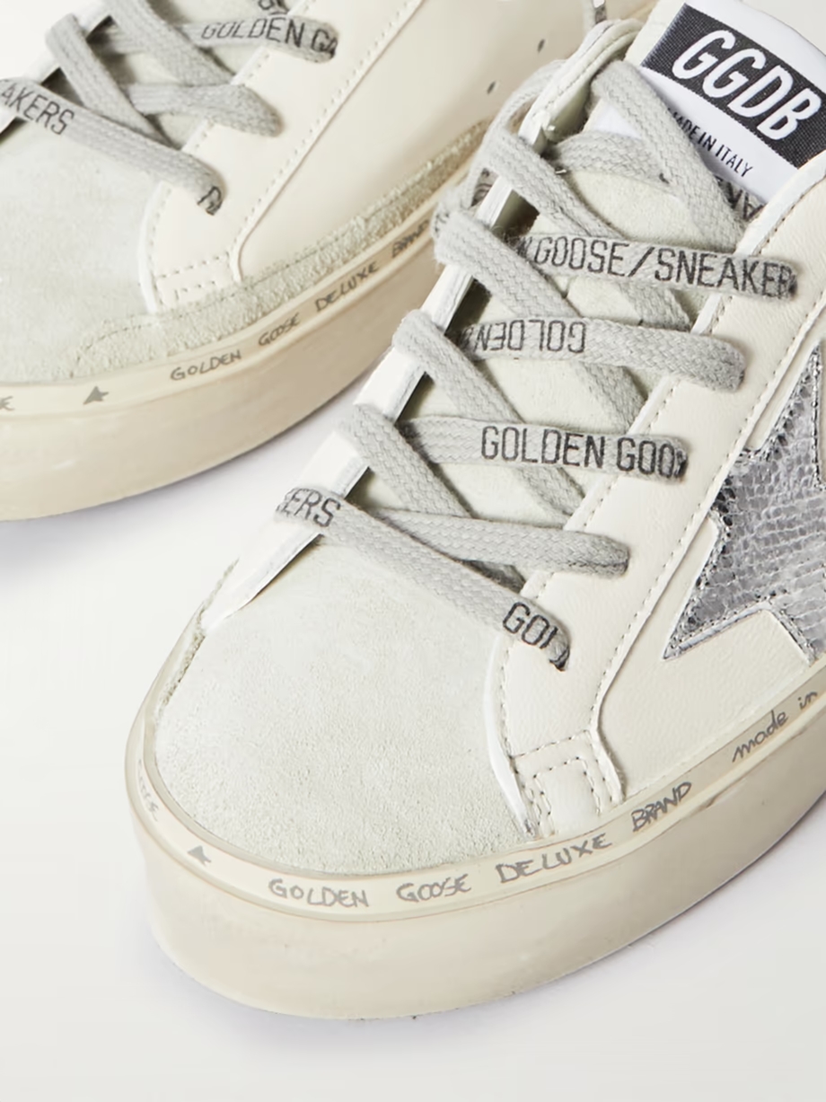 Hi Star distressed suede- and snake-effect-trimmed leather sneakers Hi Star distressed suede- and snake-effect-trimmed leather sneakers
