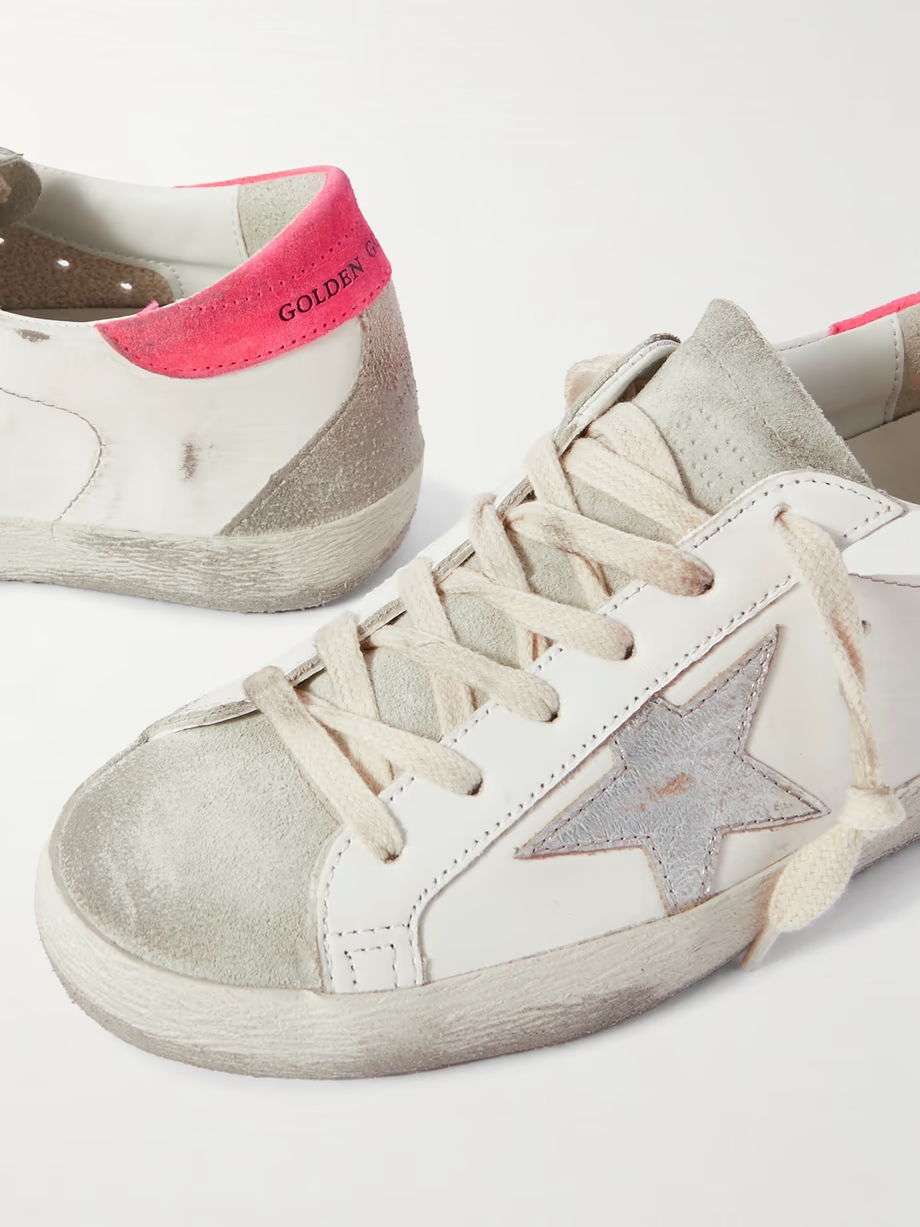 Super-Star distressed suede-trimmed leather sneakers Super-Star distressed suede-trimmed leather sneakers