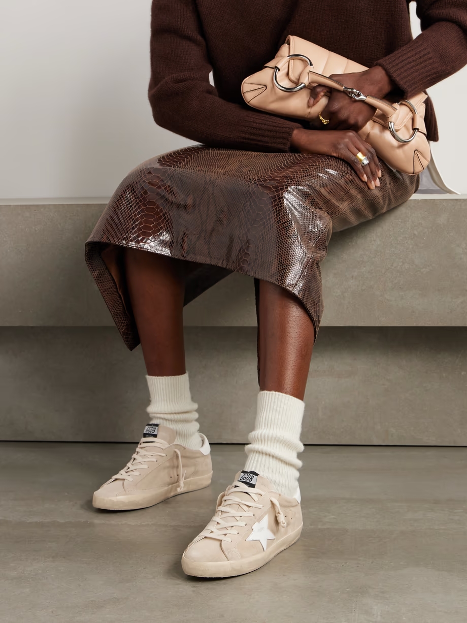 Super-Star leather-trimmed suede sneakers Super-Star leather-trimmed suede sneakers