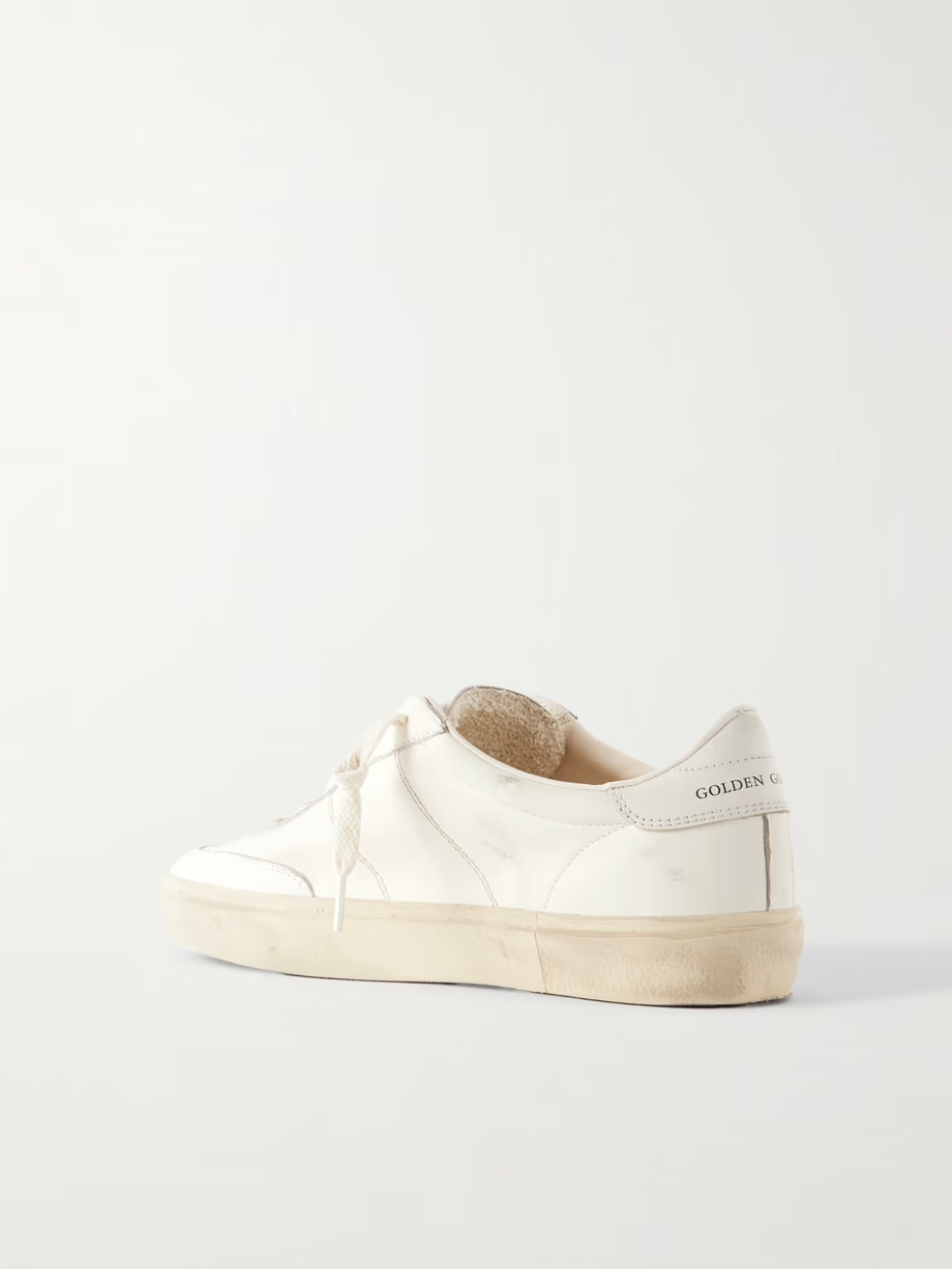Soul-Star logo-print distressed leather sneakers Soul-Star logo-print distressed leather sneakers