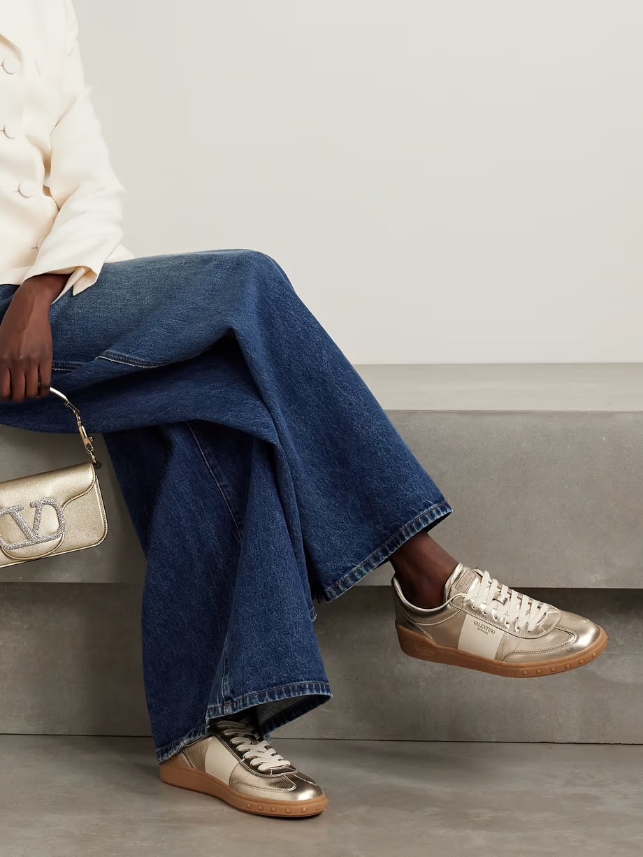 Upvillage two-tone metallic leather sneakers Upvillage two-tone metallic leather sneakers