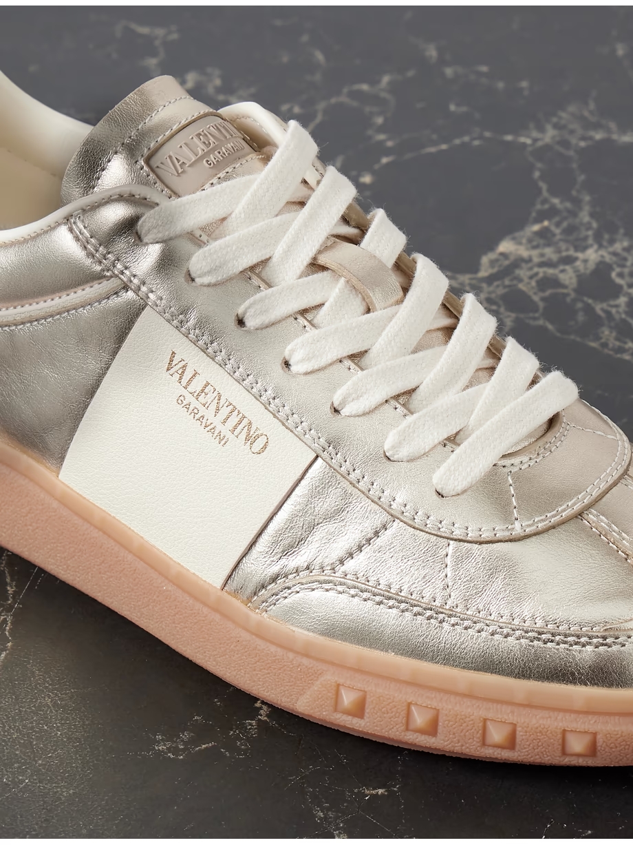 Upvillage two-tone metallic leather sneakers Upvillage two-tone metallic leather sneakers