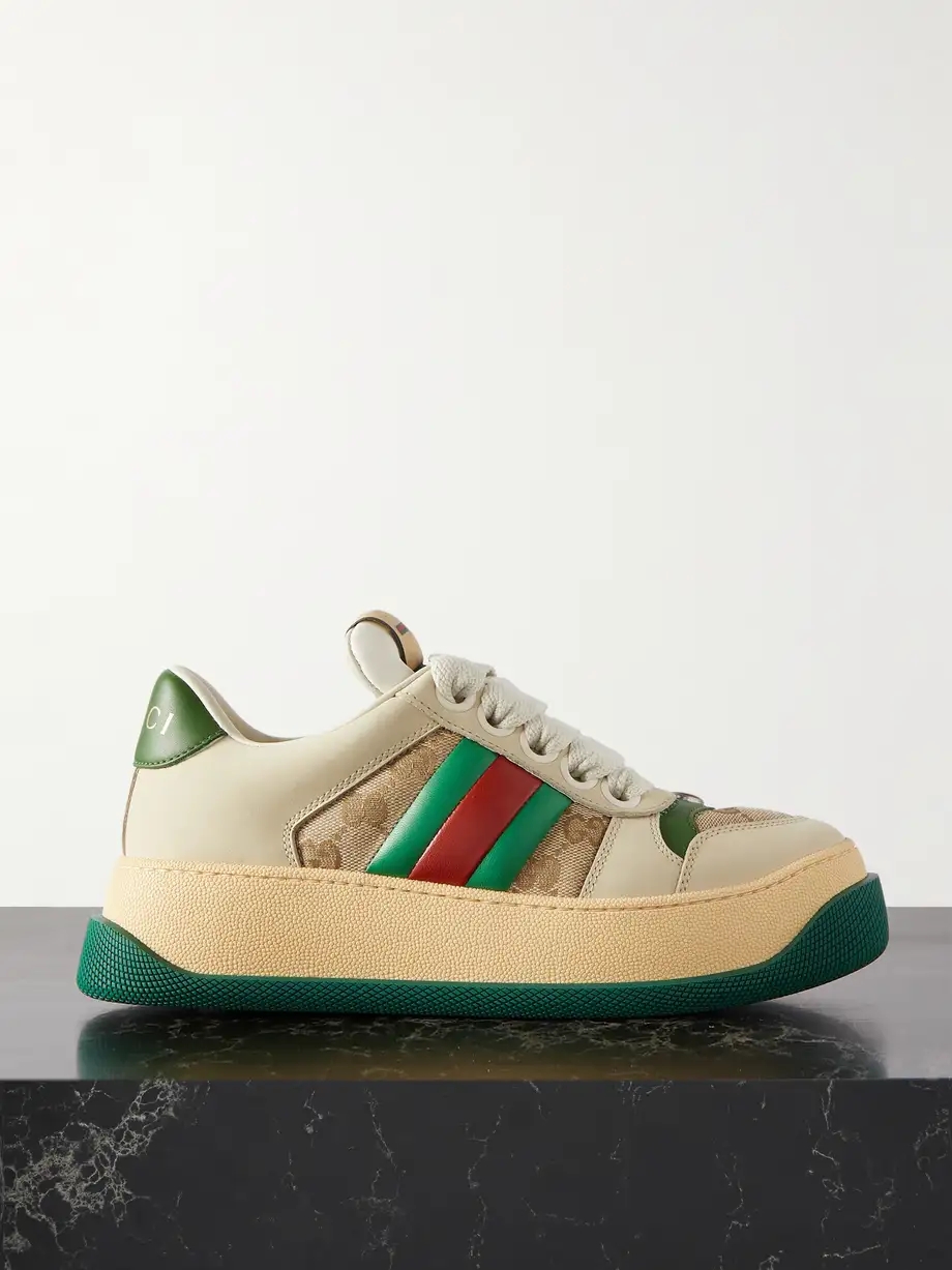 Double Screener coated cotton-canvas and leather sneakers Double Screener coated cotton-canvas and leather sneakers
