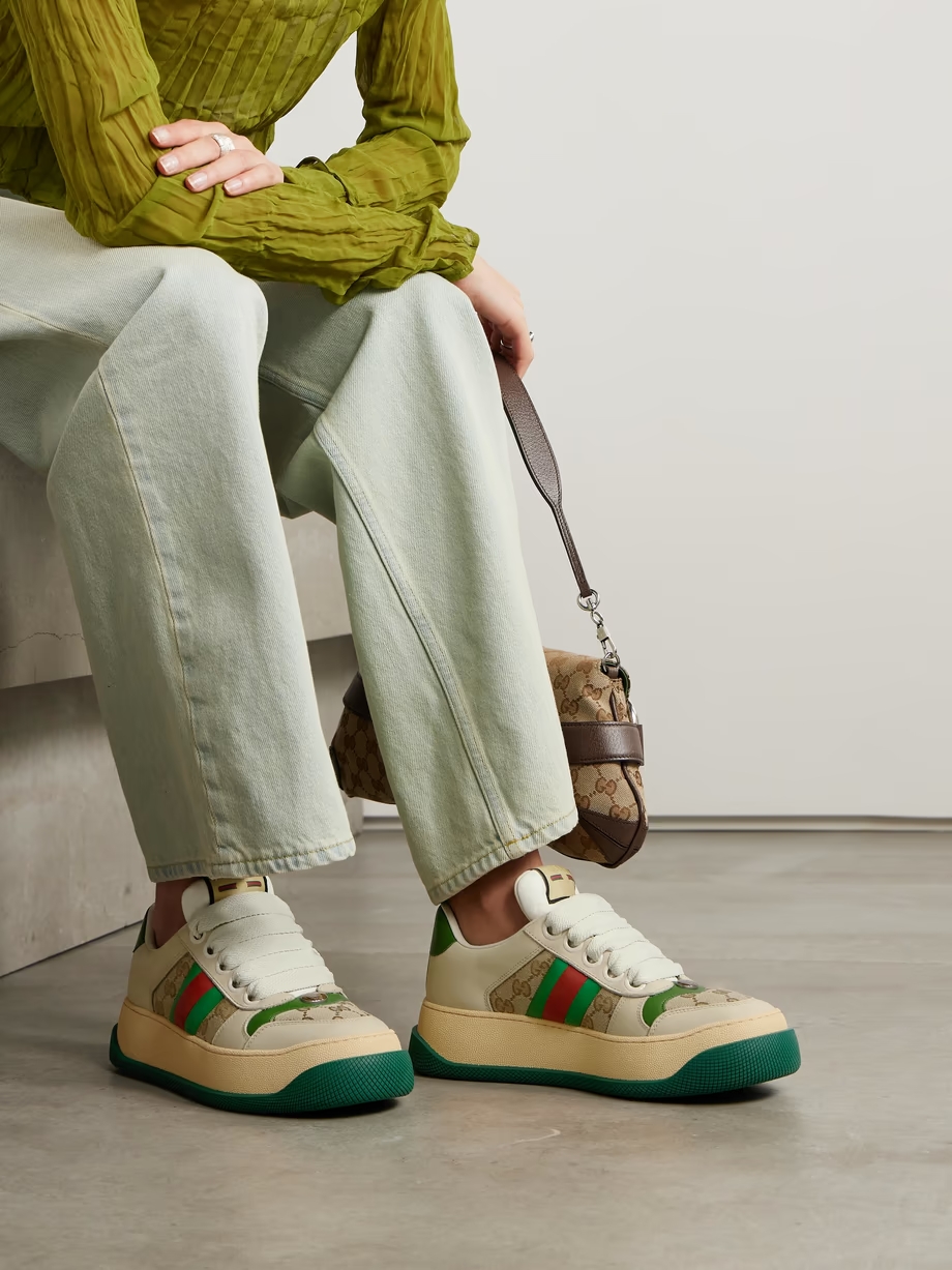 Double Screener coated cotton-canvas and leather sneakers Double Screener coated cotton-canvas and leather sneakers