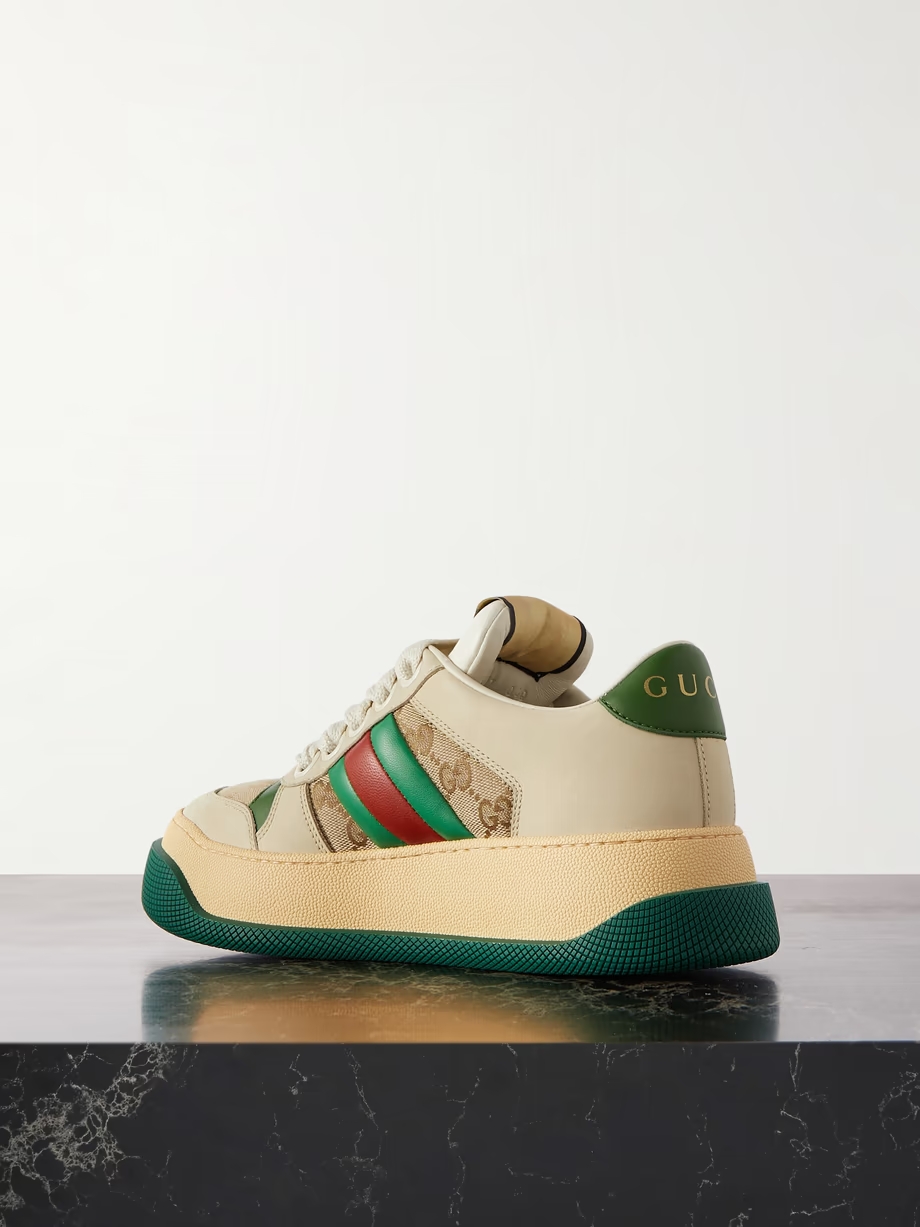 Double Screener coated cotton-canvas and leather sneakers Double Screener coated cotton-canvas and leather sneakers