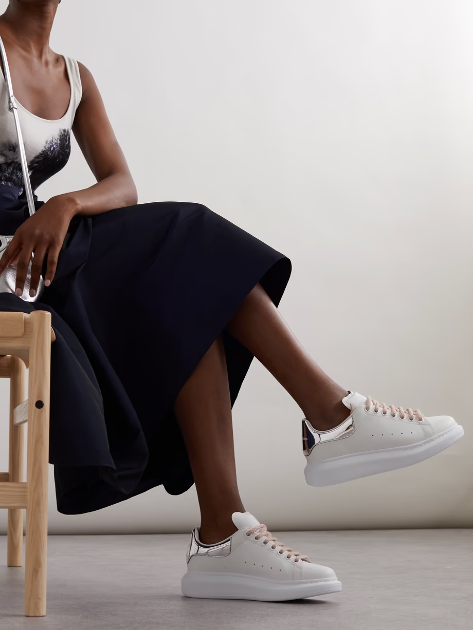 Matte and mirrored-leather exaggerated-sole sneakers Matte and mirrored-leather exaggerated-sole sneakers
