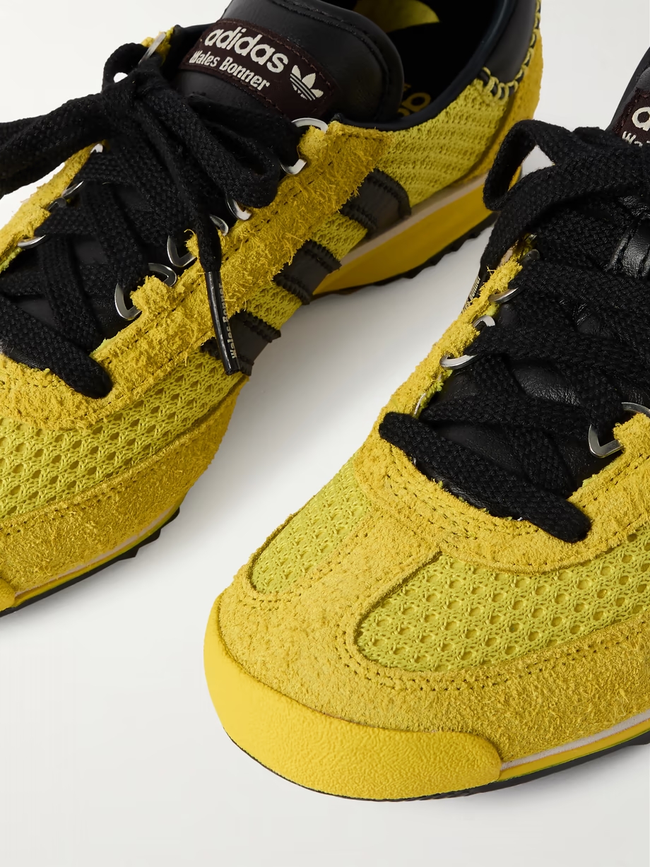 + Wales Bonner SL76 leather-trimmed brushed-suede and mesh sneakers + Wales Bonner SL76 leather-trimmed brushed-suede and mesh sneakers